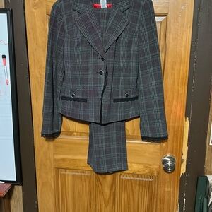 Plaid Blazer and Skirt Set